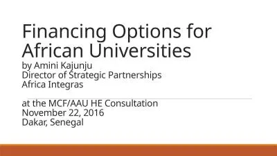 Financing Options for  African Universities