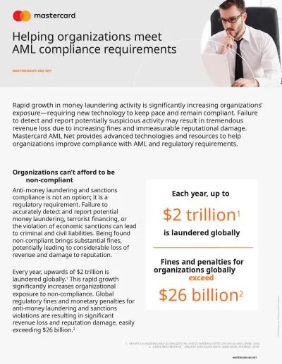 Mastercard®  AML Net Organizations can’t afford to be