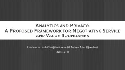 Analytics and Privacy:  A Proposed Framework for Negotiating Service and Value Boundaries