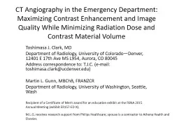 CT Angiography in the Emergency Department: Maximizing Contrast Enhancement and Image