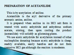 Preparation of acetanilide