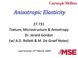 Anisotropic Elasticity 27-731