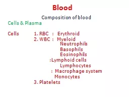 Blood	 Composition of blood