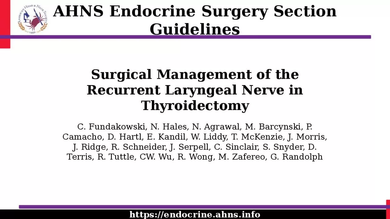 Surgical Management of the Recurrent Laryngeal Nerve in Thyroidectomy