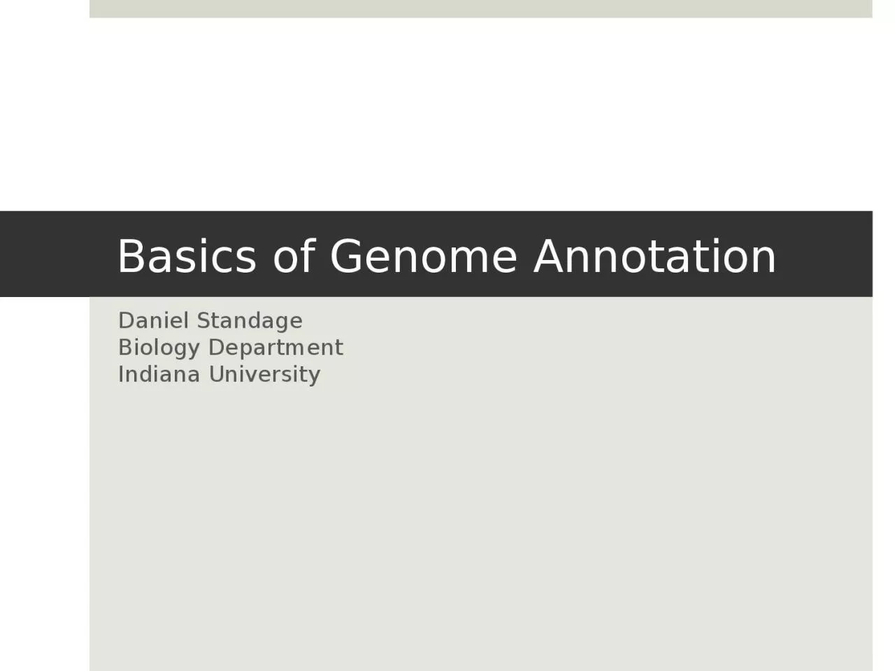 Basics of Genome Annotation
