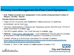 Primary Care Management for Post