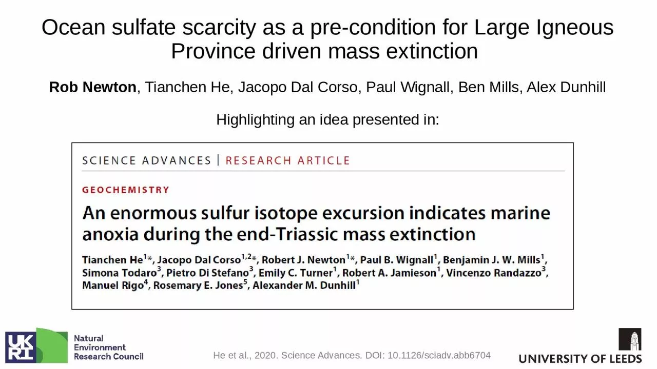 Ocean sulfate scarcity as a pre-condition for Large Igneous Province driven mass