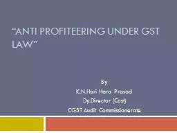 “Anti Profiteering Under GST law”