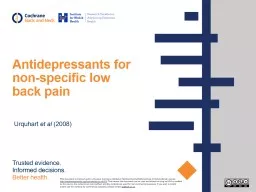 Antidepressants for non-specific low back pain