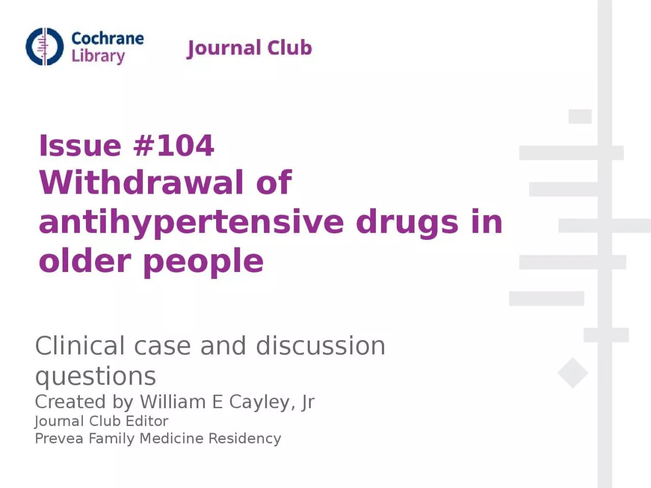 PPT-Issue #104 Withdrawal of antihypertensive drugs in older people