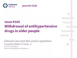 Issue #104 Withdrawal of antihypertensive drugs in older people