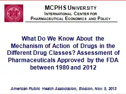 What Do We Know About the Mechanism of Action of Drugs in the Different Drug Classes? Assessment of