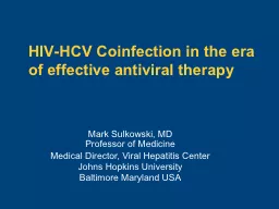 HIV-HCV Coinfection in the era of effective antiviral therapy