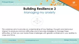 Building Resilience  3 Managing my anxiety