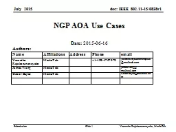 NGP AOA Use Cases Date:  2015-06-16