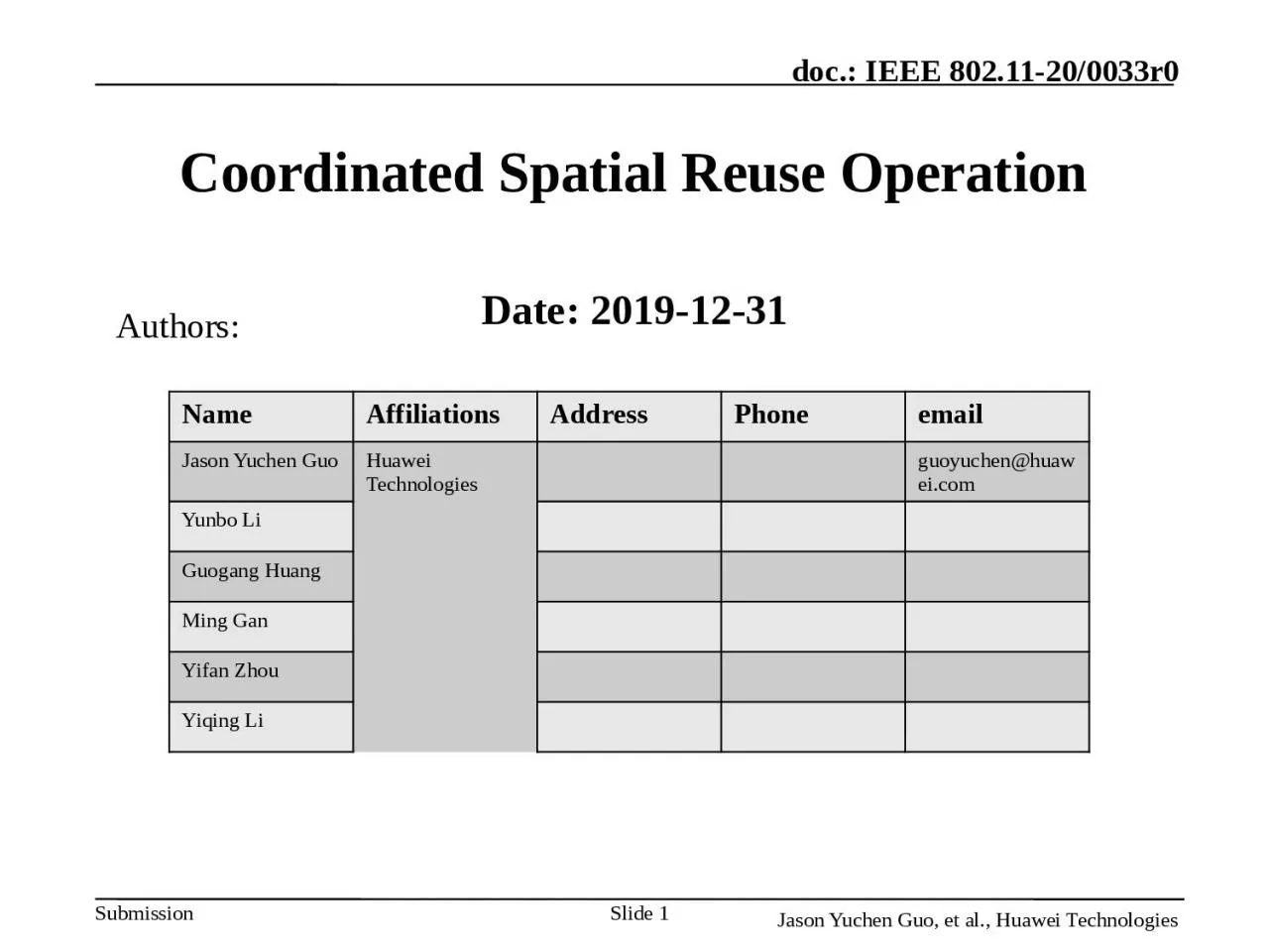 PPT-Coordinated Spatial Reuse Operation