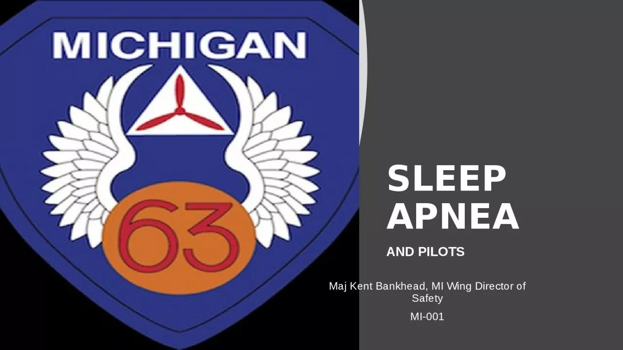 PPT-SLEEP APNEA AND PILOTS Maj Kent Bankhead, MI Wing Director of Safety