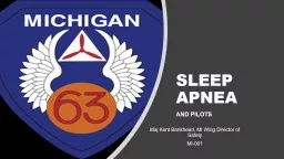 SLEEP APNEA  AND PILOTS Maj Kent Bankhead, MI Wing Director of Safety