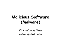 Malicious Software (Malware)