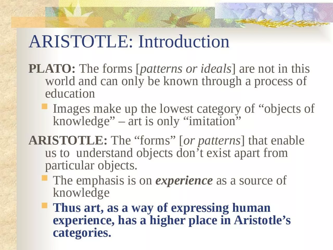 ARISTOTLE: Introduction