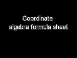 Coordinate algebra formula sheet