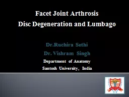 Facet Joint  A rthrosis