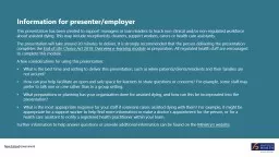Information for presenter/employer