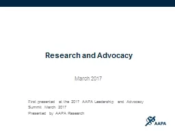 Research and Advocacy March 2017