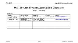 802.11be Architecture/Association Discussion