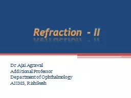 Refraction - II Dr  Ajai