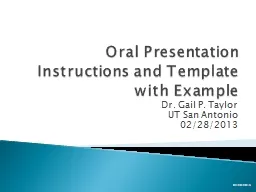 Oral  Presentation Instructions and Template with Example