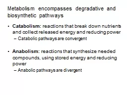 Metabolism encompasses  degradative