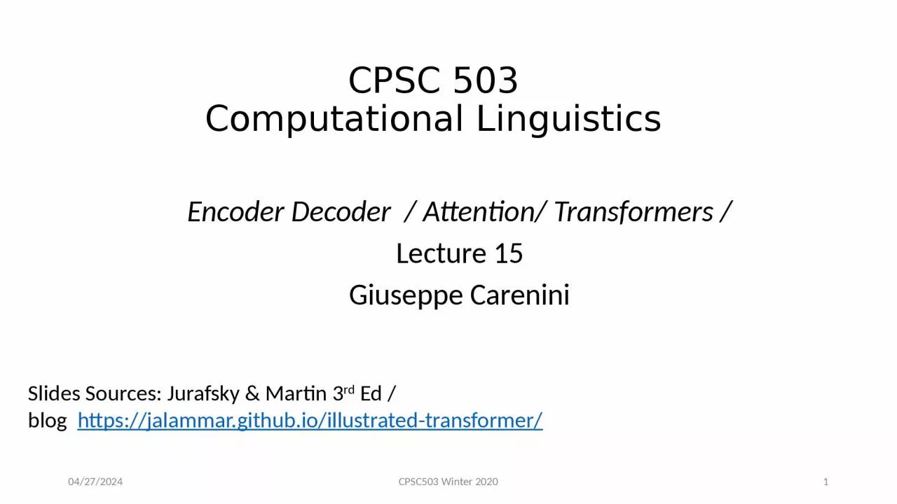 PPT-CPSC 503 Computational Linguistics