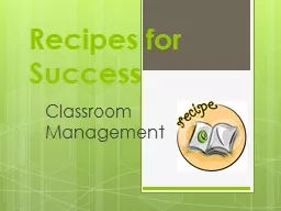 Recipes for Success Classroom Management