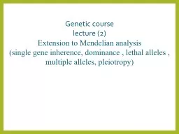 Genetic course lecture (2)