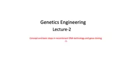 Genetics Engineering  Lecture-2