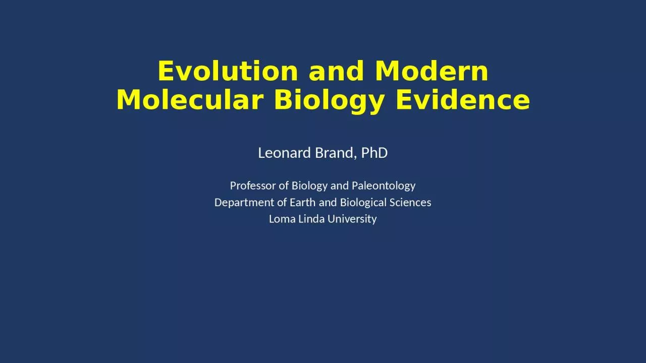 Evolution and Modern  M olecular