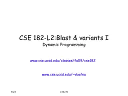 FA08 CSE182 CSE 182-L2:Blast & variants I