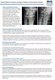 Distal Radius Fracture Surgery Patient Information Sheet