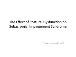 The Effect of Postural Dysfunction on Subacromial Impingement Syndrome