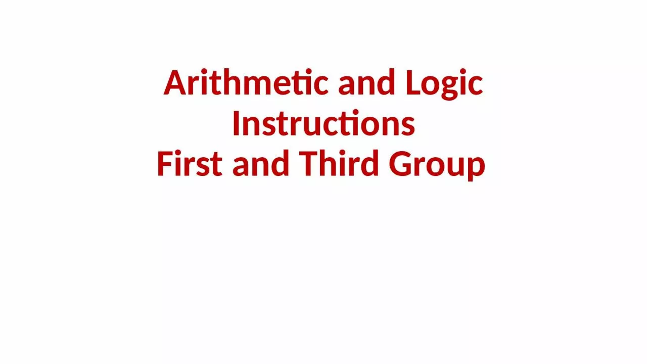 PPT-Arithmetic and Logic Instructions