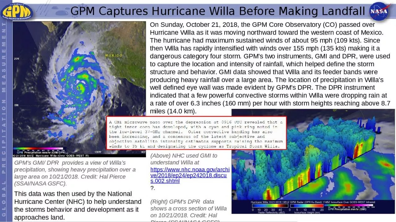 PPT-GPM Captures Hurricane Willa Before Making Landfall