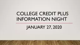 College Credit Plus Information Night