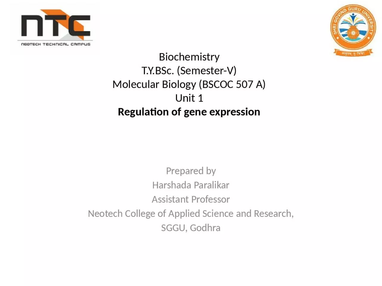 Biochemistry T.Y.BSc . (Semester-V)