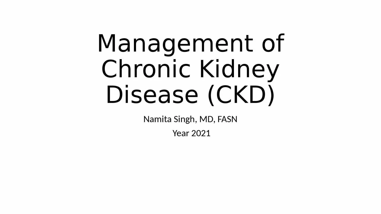 Management of Chronic Kidney Disease (CKD)