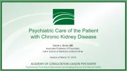 Psychiatric Care of the Patient with Chronic Kidney Disease