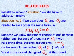 RELATED RATES Recall the second “