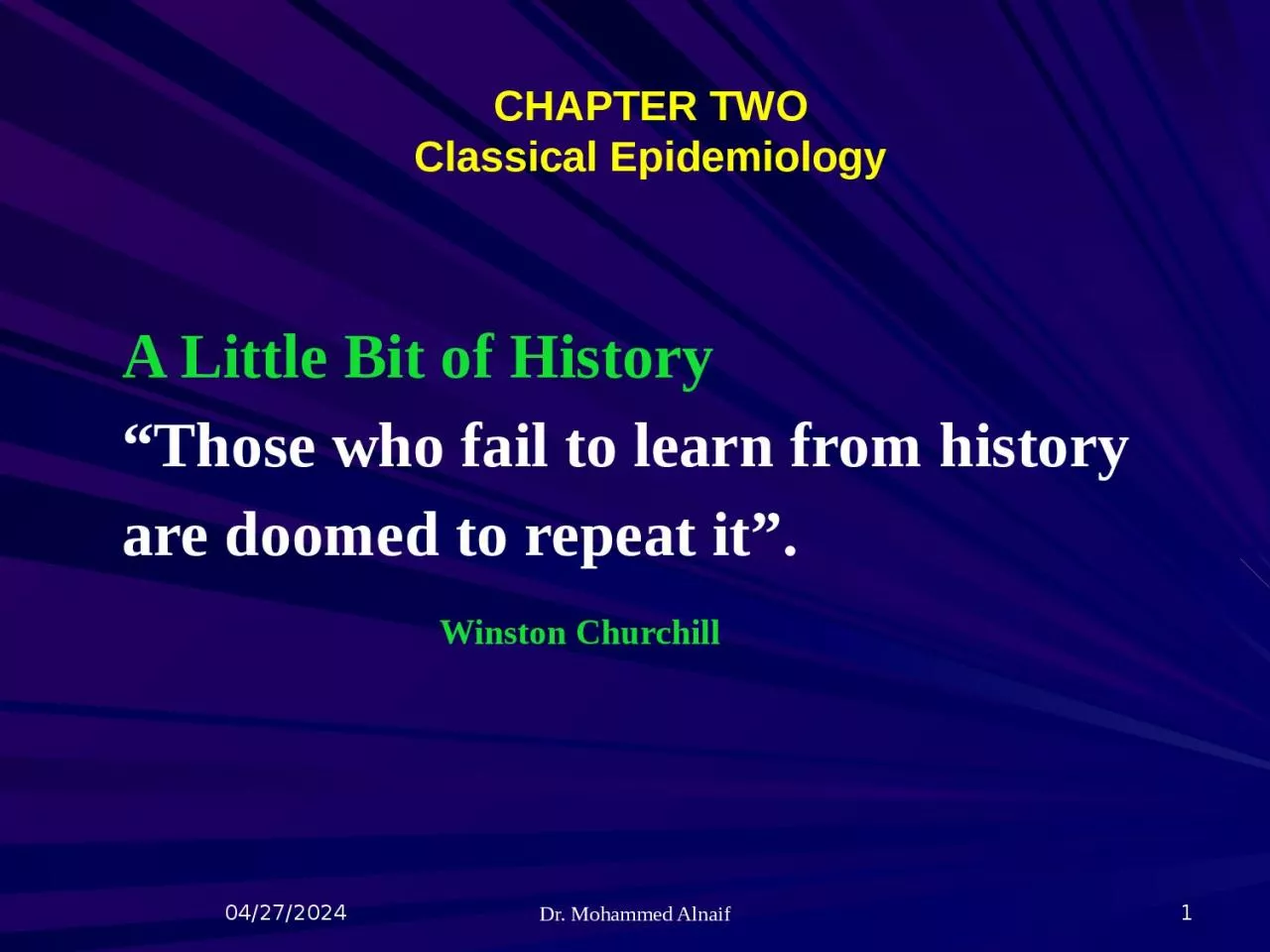 PPT-CHAPTER TWO Classical Epidemiology