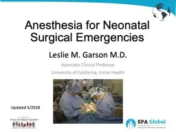 Anesthesia for Neonatal Surgical Emergencies