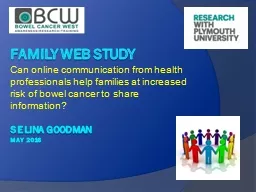 Family Web Study Can online communication from health professionals help families at increased